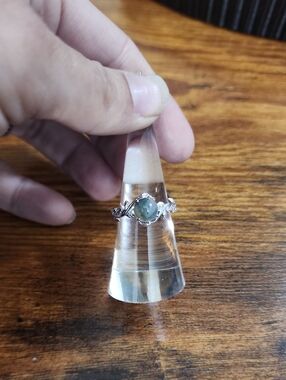 1pc Vintage Ring Women's Sterling Silver Fashional Leaf Nature Stone Accent Ring